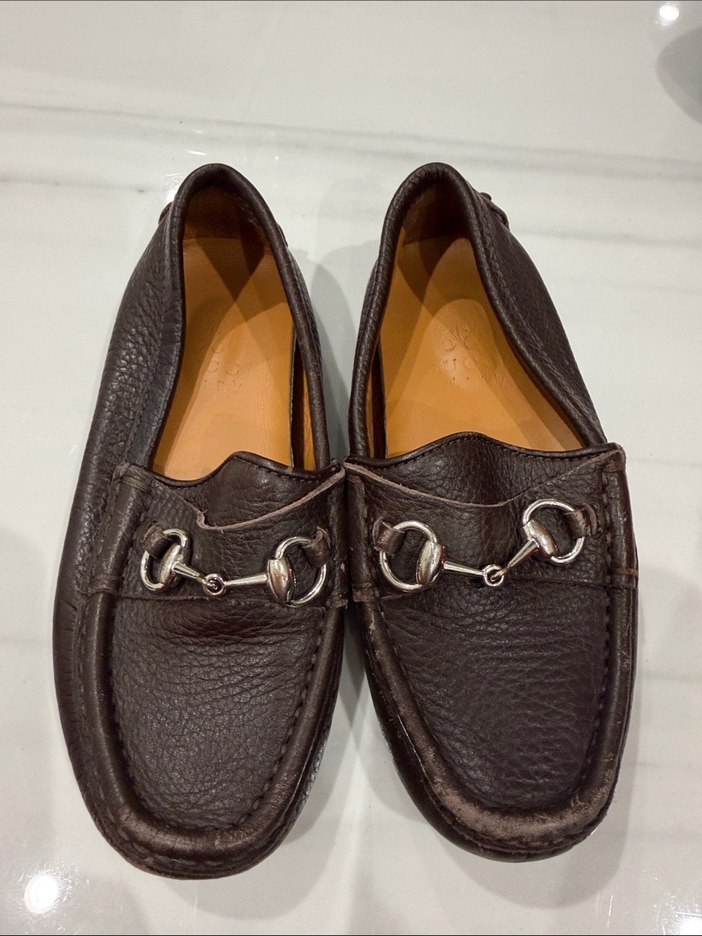 Boys Gucci Dark Brown Leather moccasins